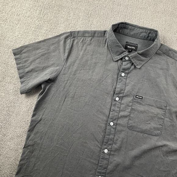 Brixton Shirt Adult Large Gray Button Up Short Sleeve Casual Streetwear Men's - Picture 2 of 14
